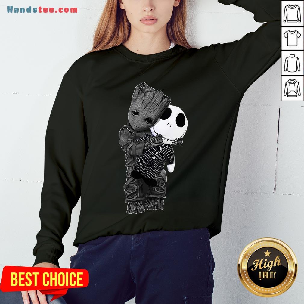 Cute Baby Groot Hug Jack Skellington Shirt