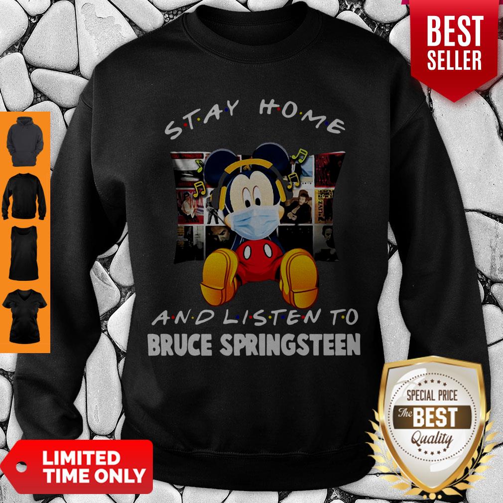 Top Mickey Stay Home And Listen To Bruce Springsteen Coronavirus Shirt