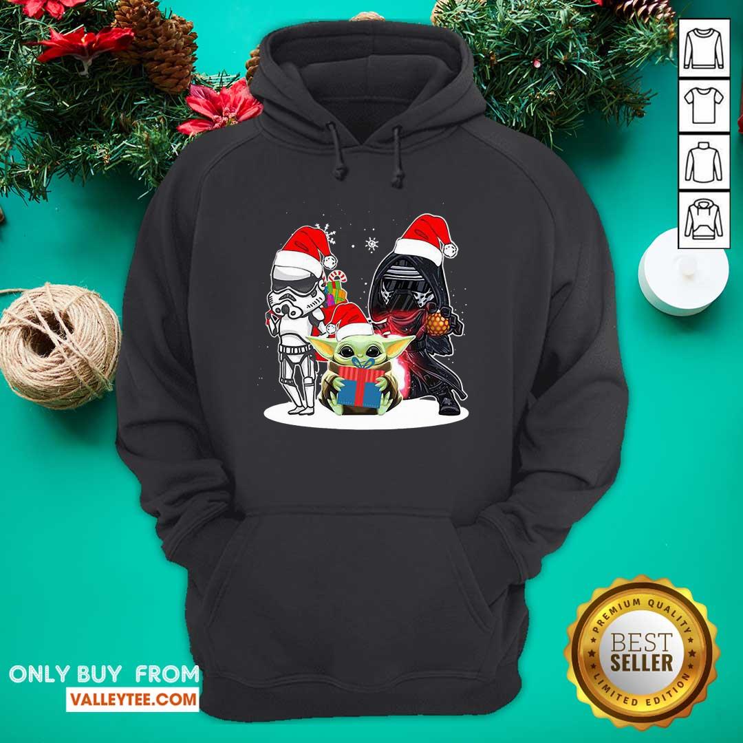 Sweet Baby Yoda And Darth Vader Stormtrooper Merry Christmas Shirt