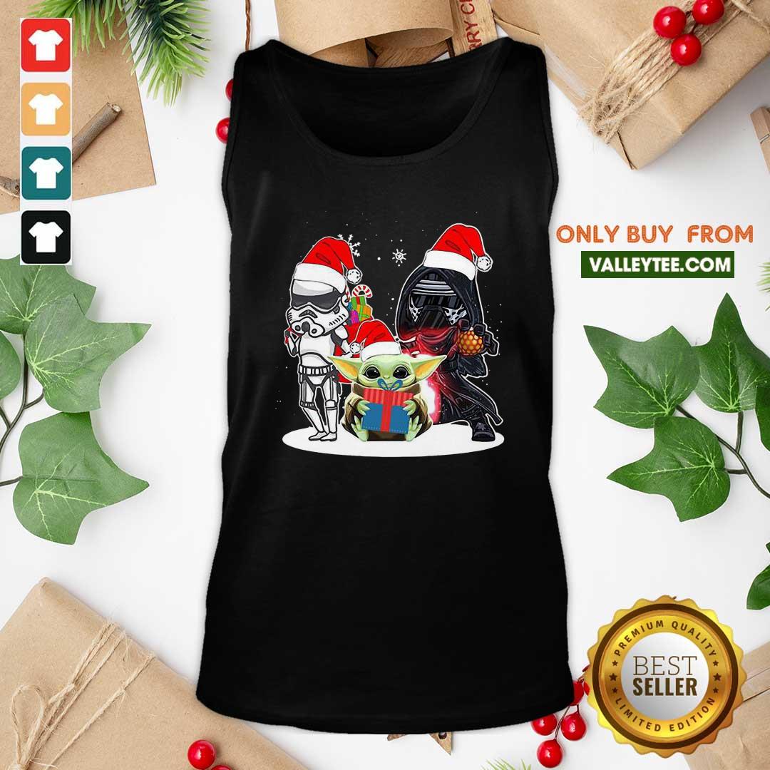 Sweet Baby Yoda And Darth Vader Stormtrooper Merry Christmas Shirt