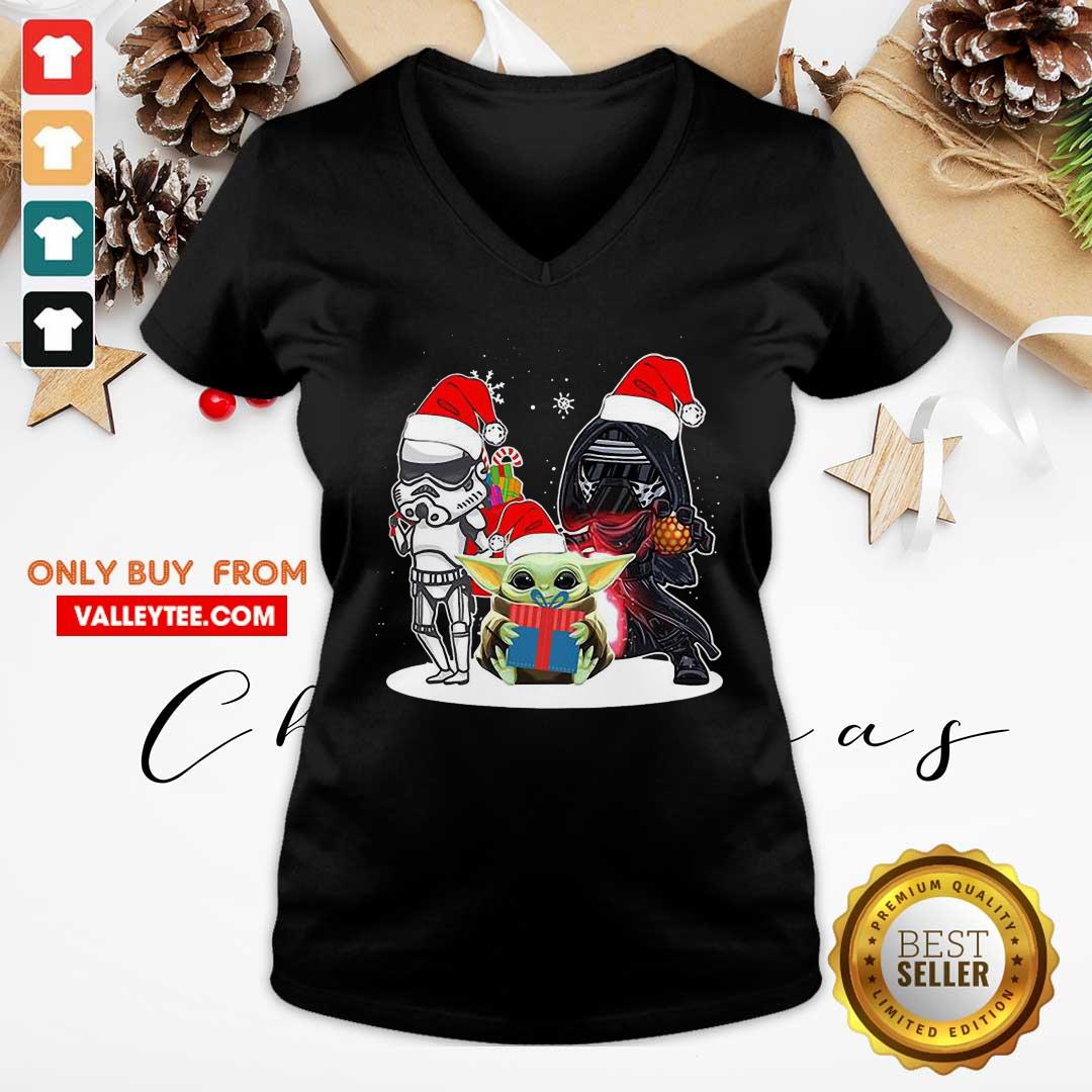 Sweet Baby Yoda And Darth Vader Stormtrooper Merry Christmas Shirt