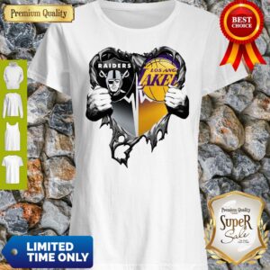 Official Raiders And Los Angeles Laker Inside Heart T-Shirt