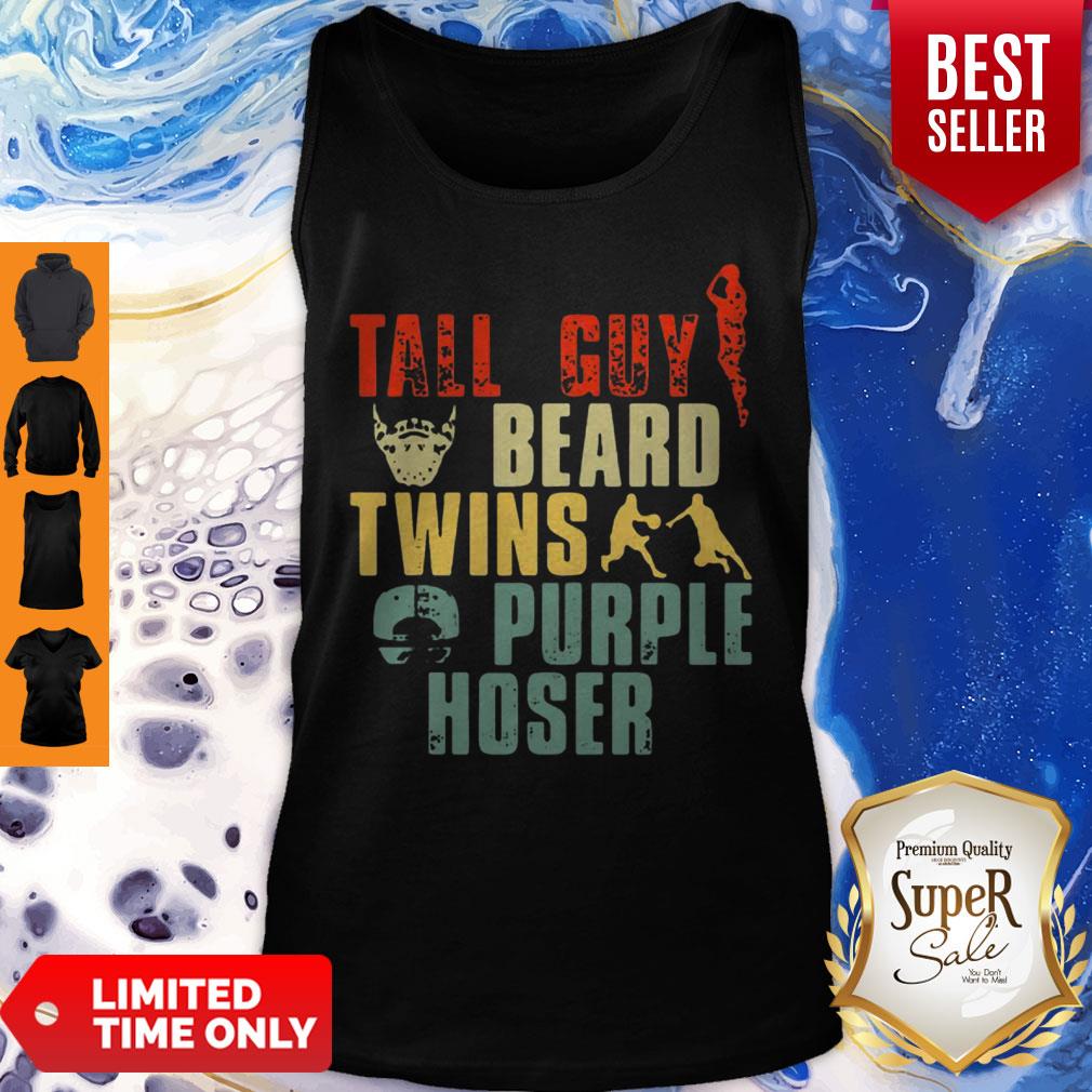 Tall Guy Beard Twins Purple Hoser Shirt