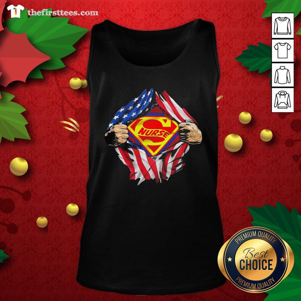 Nice Blood Inside Me Super Nurse American Flag Shirt