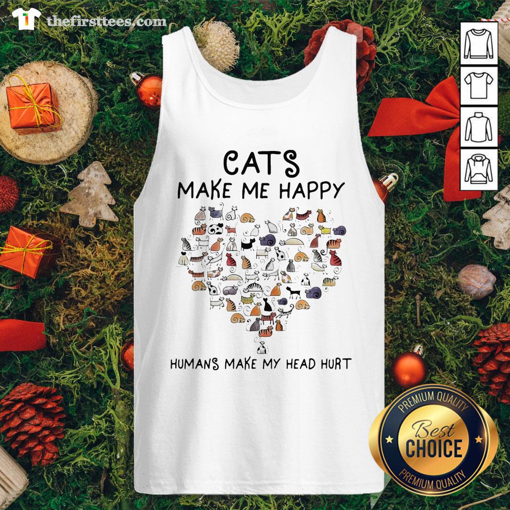Cute Cats Make Me Happy Humans Make My Head Hurt Heart Shirt