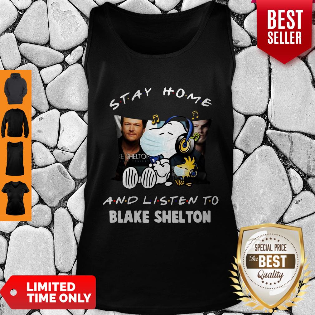 Top Snoopy Woodstock Mask Stay Home Blake Shelton Shirt