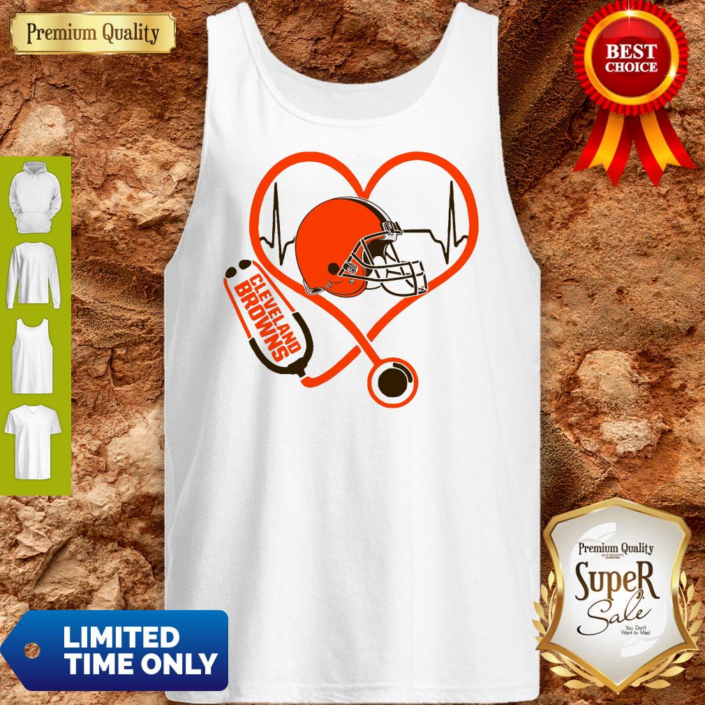 Perfect Cleveland Browns Nurse Stethoscope Love Heartbeat Shirt