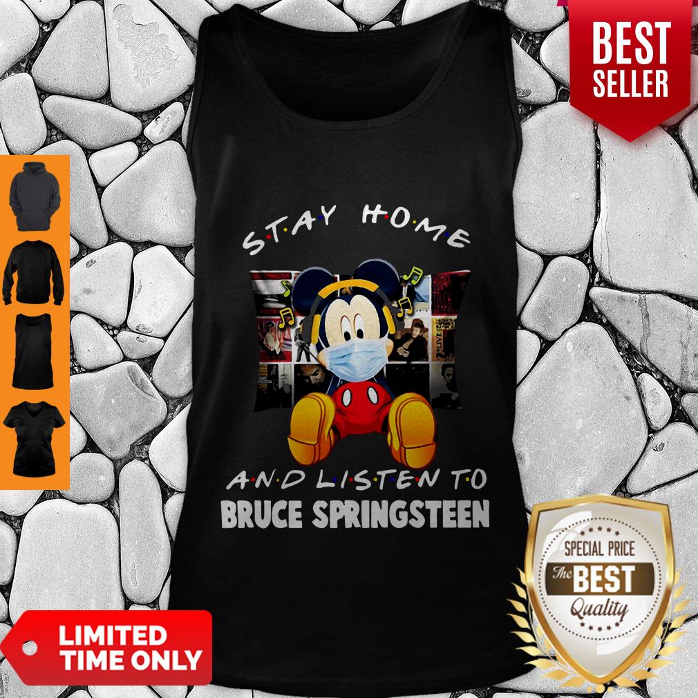 Top Mickey Stay Home And Listen To Bruce Springsteen Coronavirus Shirt