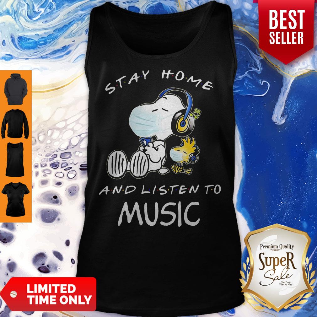 Snoopy Wear Mask Stay Home And Listen To Music Covid 19 Shirt