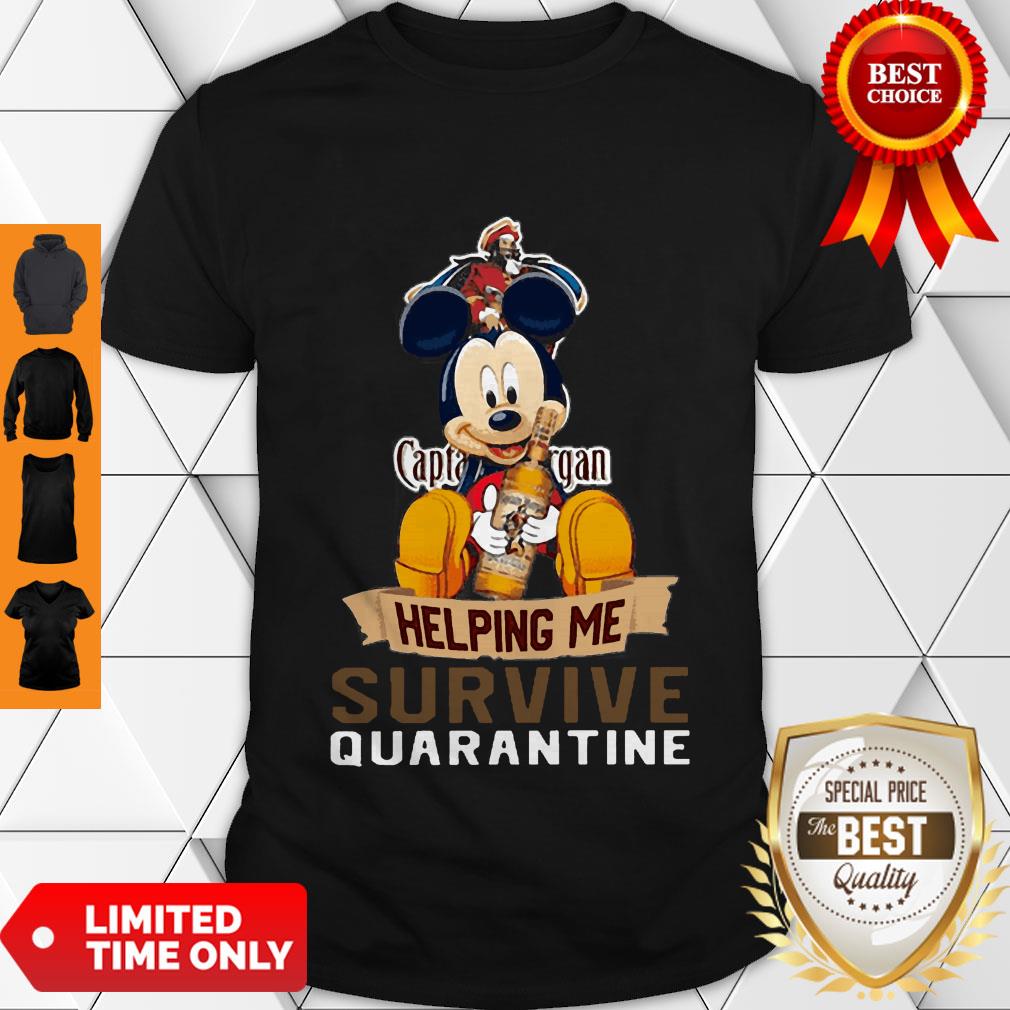 Top Mickey Mouse Captain Morgan Helping Me Survive Quarantine Shirt