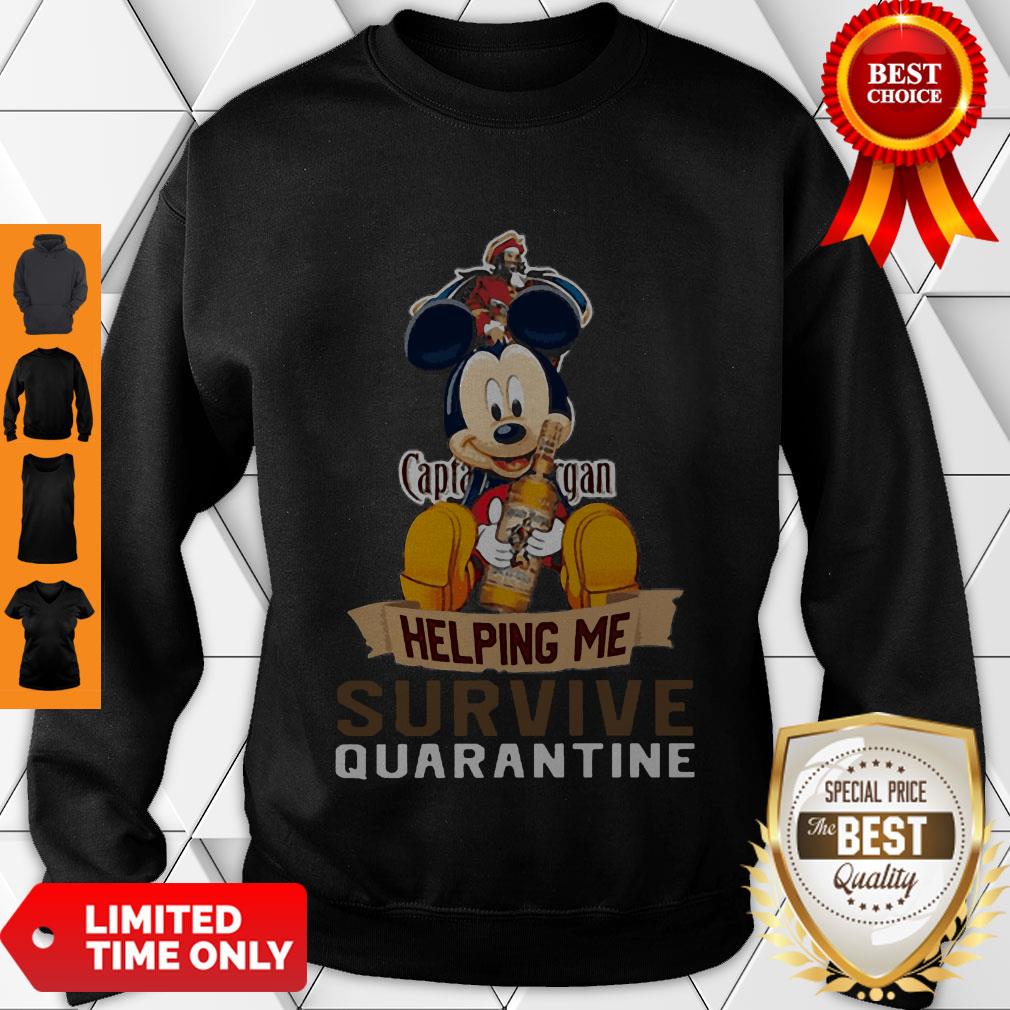 Top Mickey Mouse Captain Morgan Helping Me Survive Quarantine Shirt