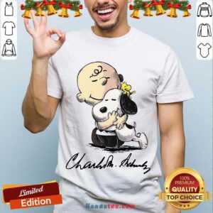 Nice The Peanuts Snoopy Hug Charlie Brown And Woodstock Signature Shirt