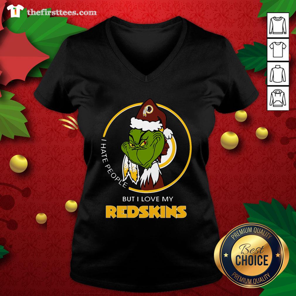 Awesome I Hate People But I Love My Washington Redskins Grinch Shirt