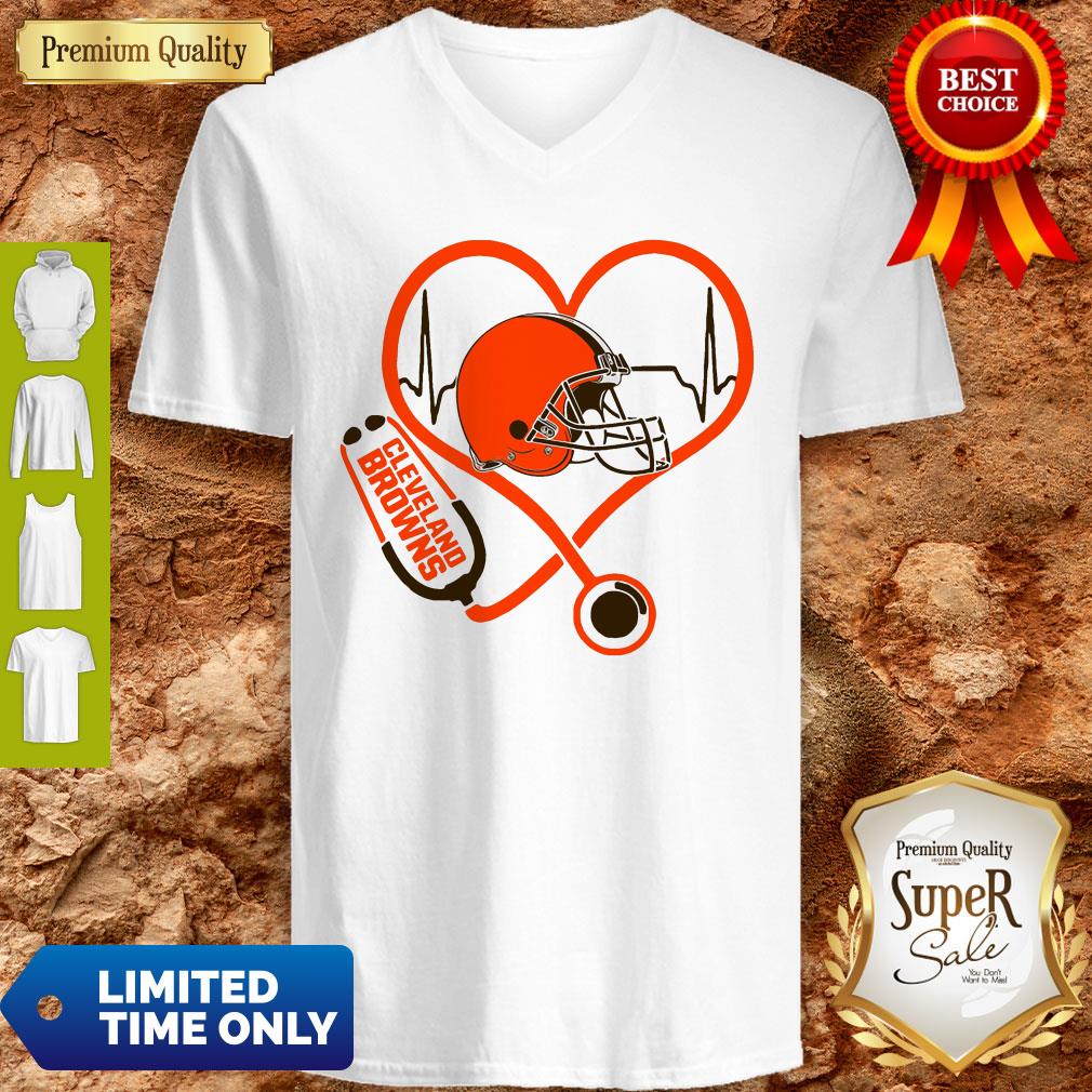 Perfect Cleveland Browns Nurse Stethoscope Love Heartbeat Shirt