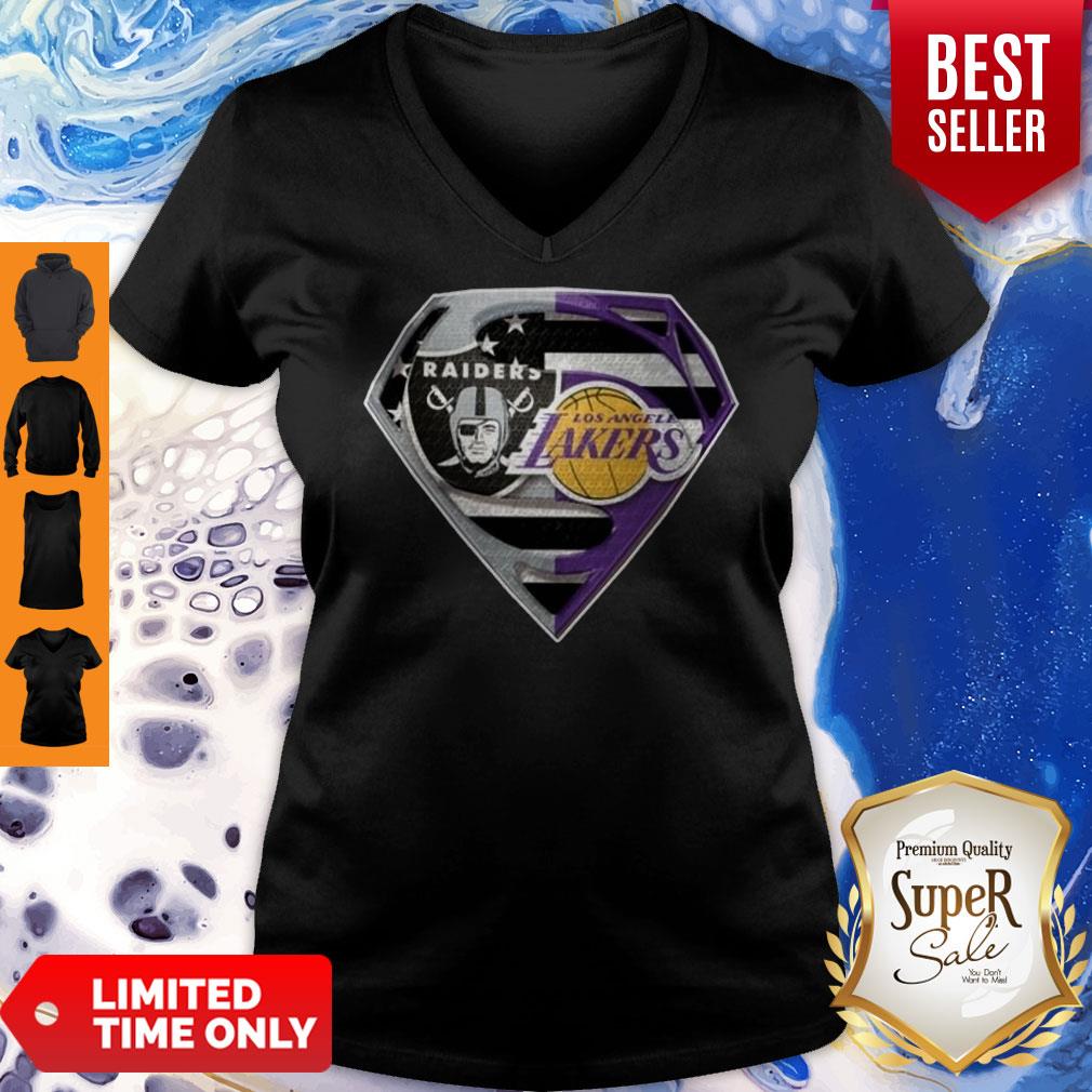 Top Oakland Raiders And Los Angeles Lakers Superman Shirt