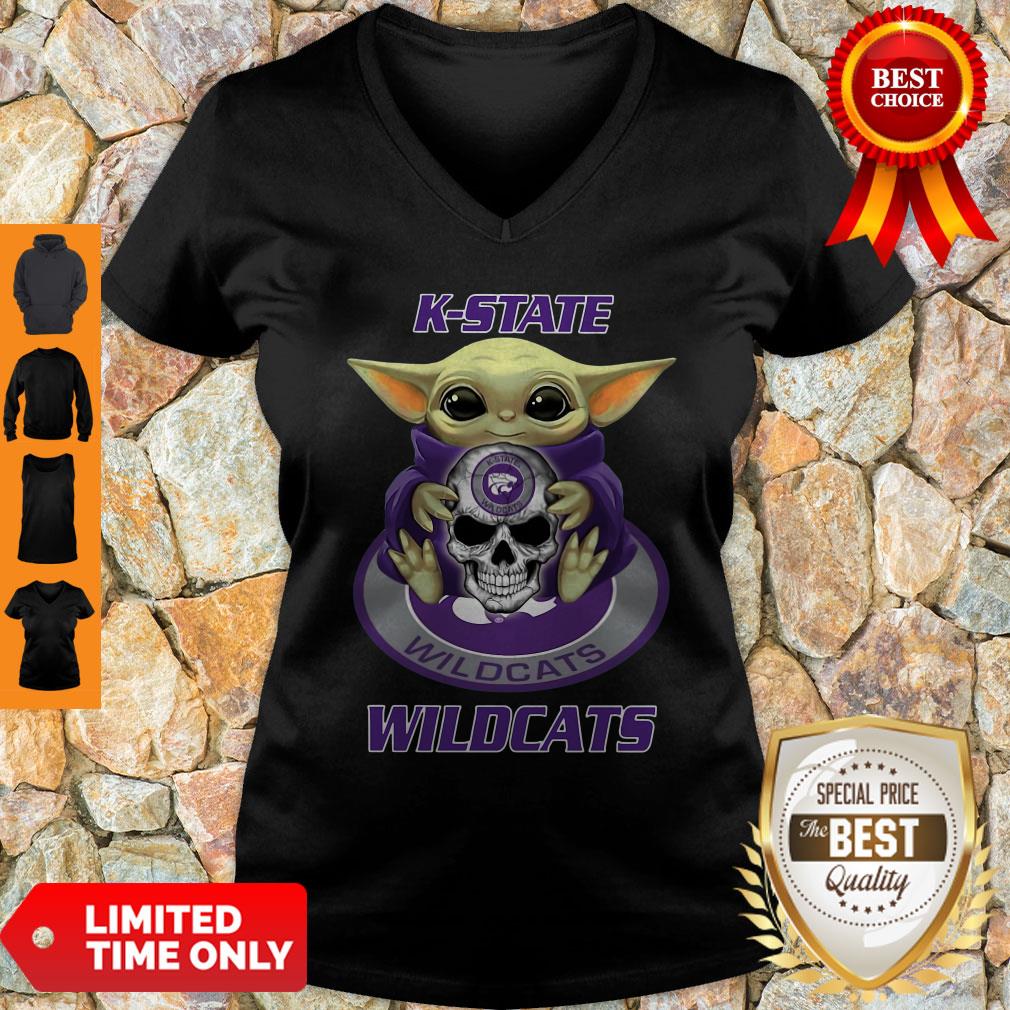 Official Baby Yoda Hug Skull K-State Wildcats Shirt