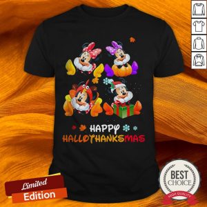 Minnie Disney Halloween And Merry Christmas Happy Hallothanksmas Shirt