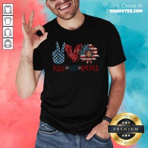 Peace Love America 4th Of July Sunflower Heart Shirt