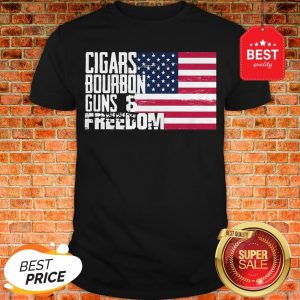 Official Cigars Bourbon Guns Freedom American Flag Shirt