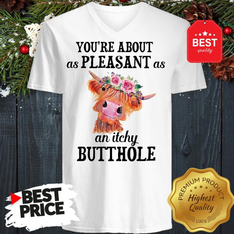 cattle-cow-lovely-flowers-youre-about-as-pleasant-as-an-itchy-butthole-v-neck-768x768