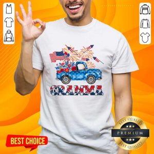 Gramma Flower Pickup Truck American Flag 4th Of July Shirt