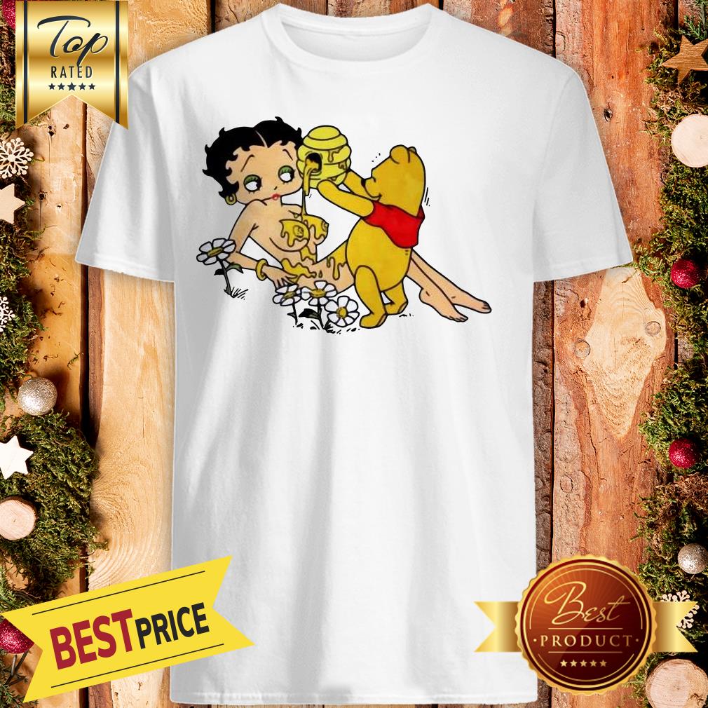 Winnie The Pooh Pouring Honey On Betty Boop Shirt