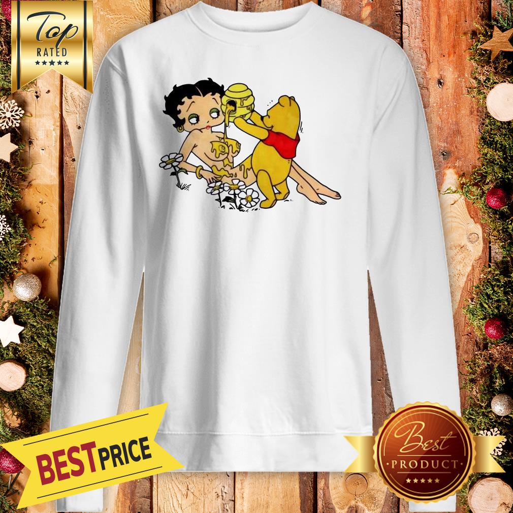 Winnie The Pooh Pouring Honey On Betty Boop Shirt