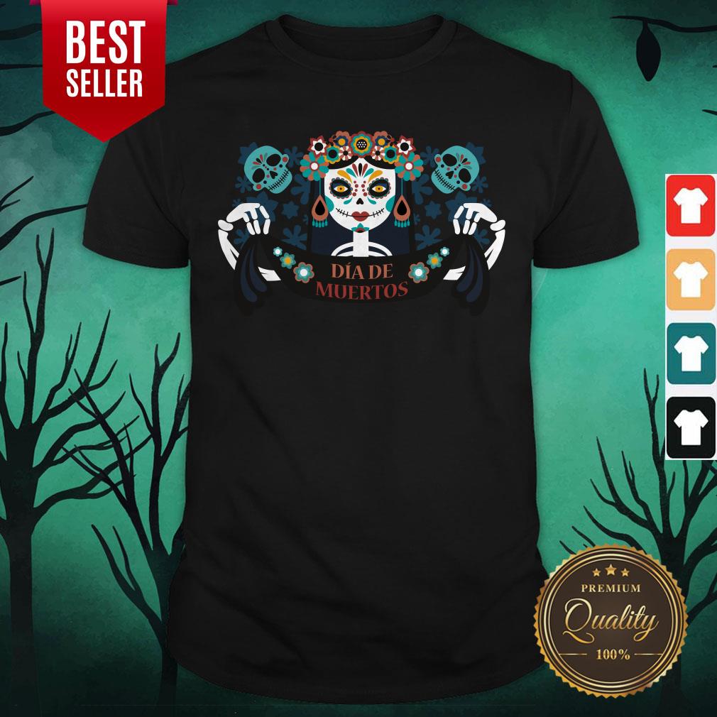 Sugar Skull Skeleton Girl Dia De Los Muertos Halloween Shirt