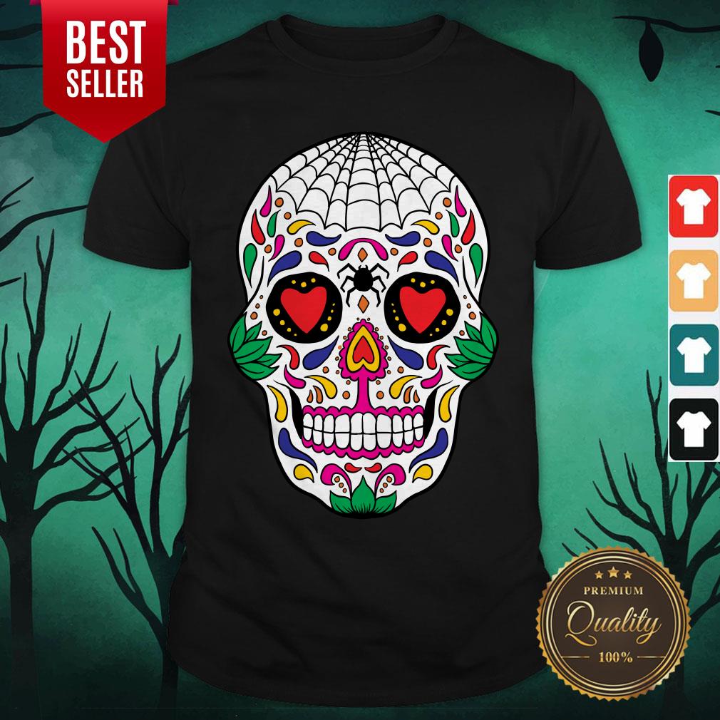 Colorful Mexican Sugar Skull Day Of The Dead Shirt