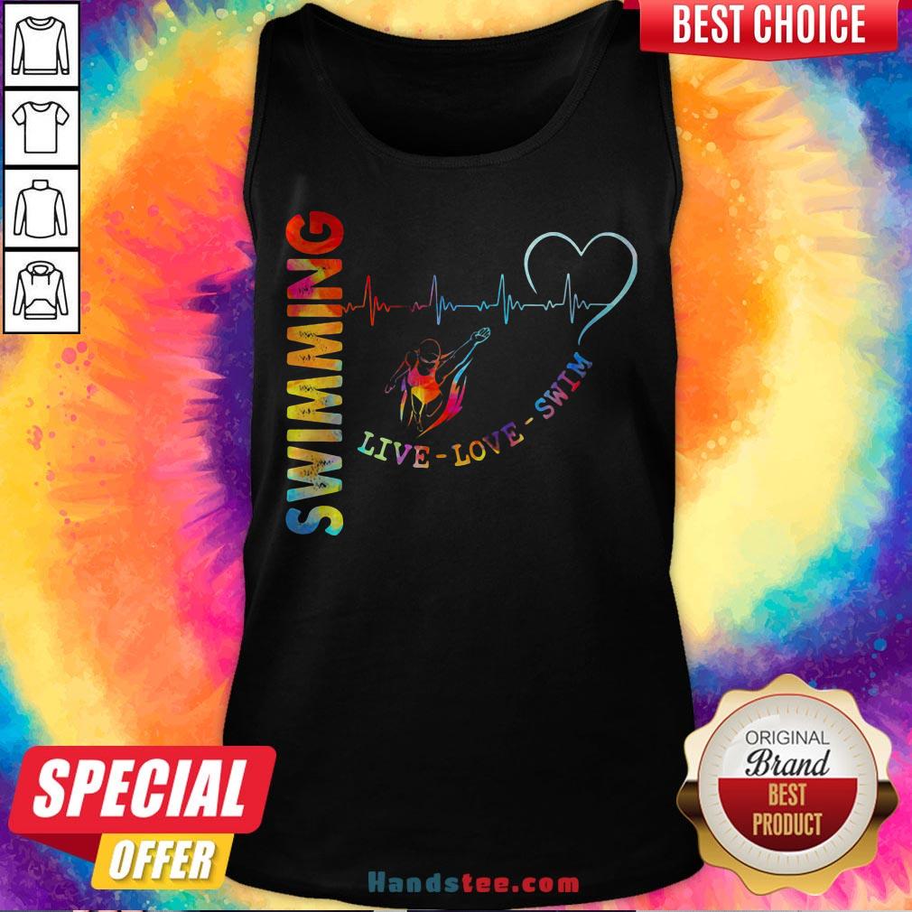 Colorful Swimming Live Love Swin Heart Beat Shirt