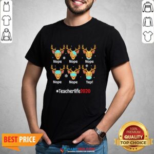 Nice Christmas Teacher 2020 Life Reindeer Deer Wearing Mask Shirt