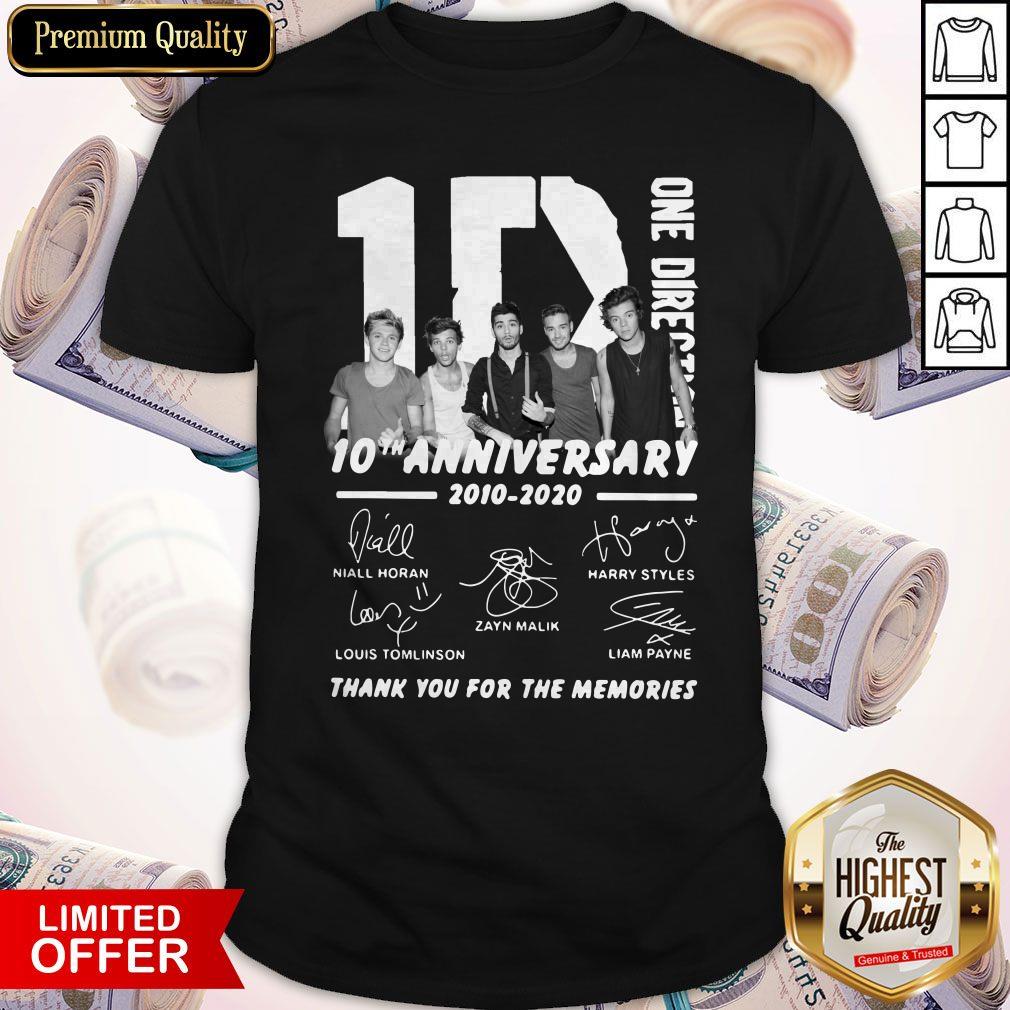 1D One Direction 10th Anniversary 2010 2020 Thank You For The Memories Shirt