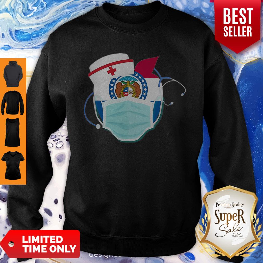 Apple Nurse Stethoscope Missouri Flag Covid-19 Shirt