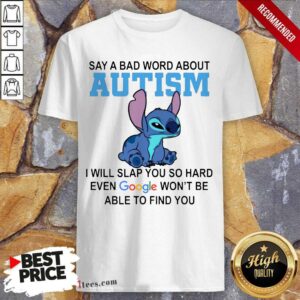 New Stitch Say A Bad Word About Autism I Will Slap You So Hard Even Google Wont Be Able To Find You Shirt
