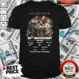 Funny Gladiator 20th Anniversary 2000 2020 Thank You For The Memories Signatures Shirt