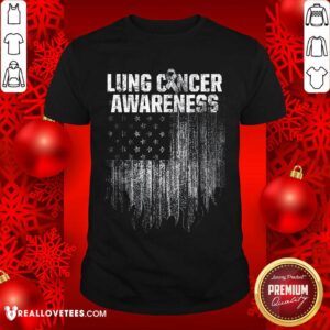 Hot Lung Cancer Awareness Survivor Therapists Carcinoma Warrior American Flag Shirt