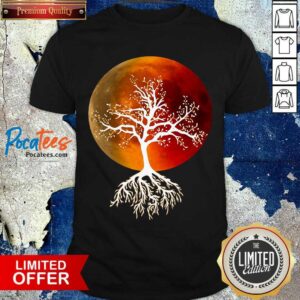 Hot Blood Moon With Tree Moon Lunar Eclipse Moonlight Full Moon Shirt