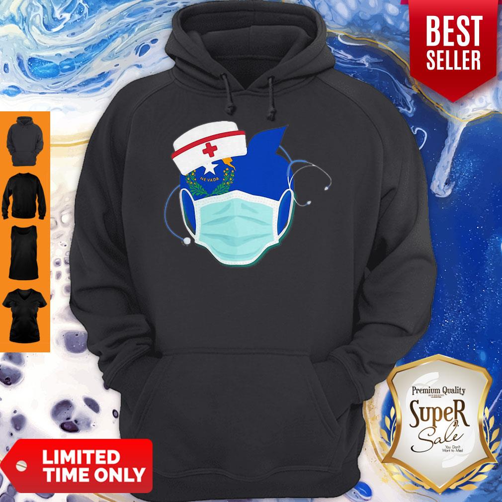 Apple Nurse Stethoscope Nevada Flag Covid-19 Shirt