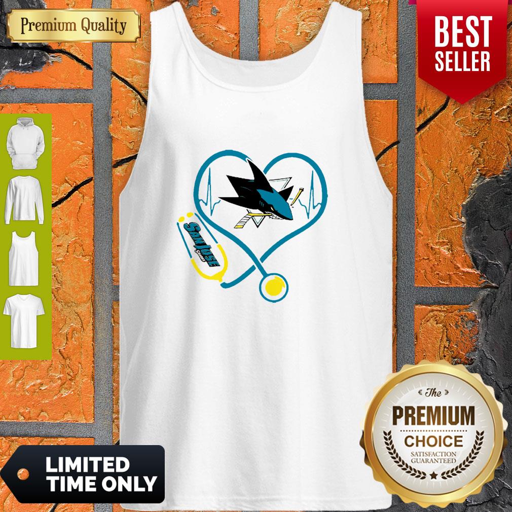 Good San Jose Sharks Nurse Heart Stethoscope Heartbeat Shirt