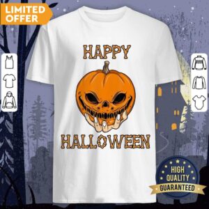 Happy Halloween Shirt Women Men Bones Scary Pumpkin Face T-Shirt