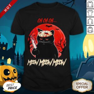 Halloween Cat Jason Voorhees CH CH CH Meow Meow Meow Sunset Shirt