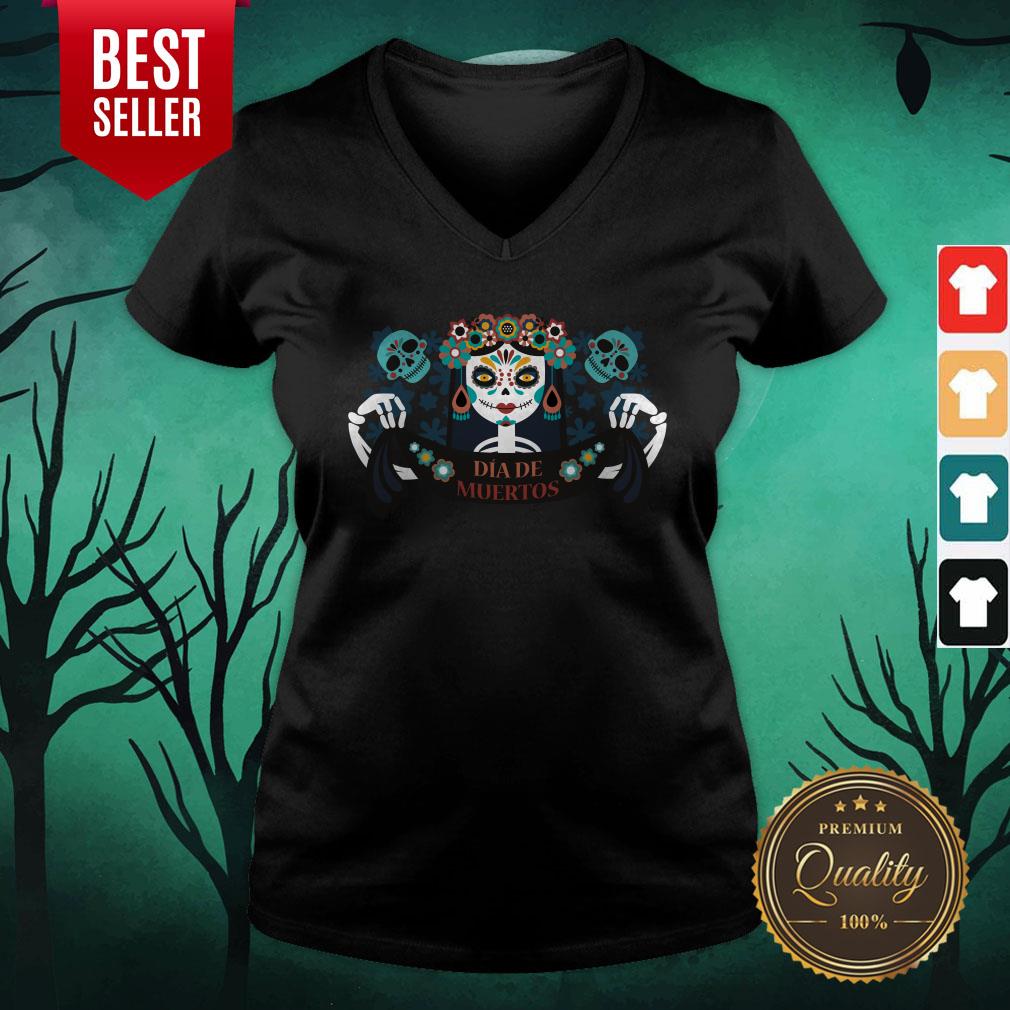 Sugar Skull Skeleton Girl Dia De Los Muertos Halloween Shirt