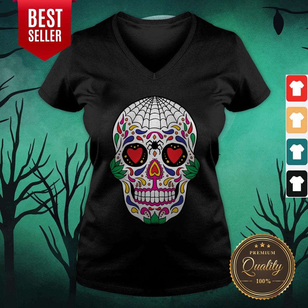 Colorful Mexican Sugar Skull Day Of The Dead Shirt