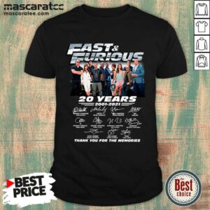 Original Fast And Furious 20 Years 2001 2021 Signatures Thank You For The Memorie Shirt