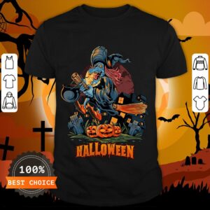 Halloween Witch On Broom T-Shirt