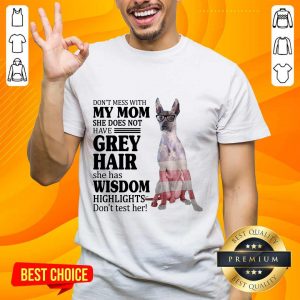 Top Xoloitzcuintli My Mom Grey Hair Wisdom Highlights American Flag Shirt