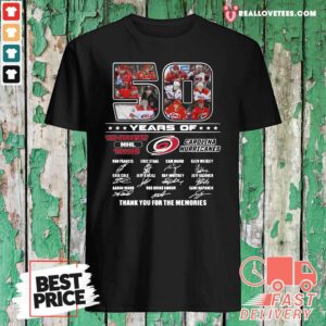 Pro 50 Years Of Carolina Hurricanes The Greatest NHL Teams Thank You For The Memories Signatures Shirt