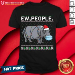 Top Ew People Hippo Wearing Mask Christmas Shirt