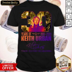 30 Years Of Keith Urban 1990-2020 Signature Thank You For The Memories T-Shirt