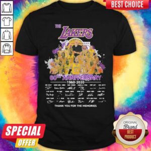 The Los Angles Lakers 60th Anniversary 1960 2020 Thank You For The Memories Signatures Shirt